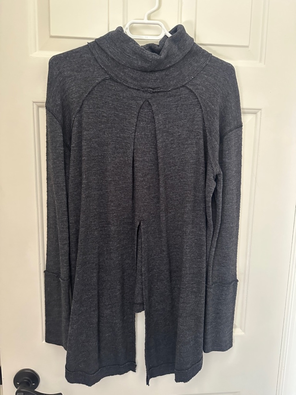 Free People Charcoal Gray Long Sleeve Split-Back Tunic